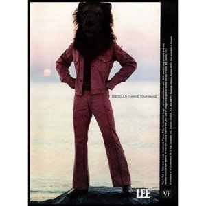 1971 Lee Clothing Vintage Print Ad Lion Head Purple Denim 70s Fashion Wall Art